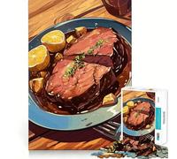 Rompecabezas de 1000 Piezas para Adultos Delicioso Plato de Carne con limón y Hierbas Diseño Premium Rompecabezas de Bordes Regalo Ideal para Jugar de Forma Casual o como Actividad de cumpleaños