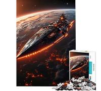 Rompecabezas de 1000 Piezas para Adultos Descenso de un Crucero de Batalla Una Nave Espacial futurista sobre un Planeta en Llamas Un desafío para la Inteligencia Juguetes adictivos Juegos Familiares
