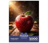 Rompecabezas De 1000 Piezas para Adultos Dewy Red Apple on Wooden Table Rompecabezas para Adultos Juegos Divertidos Una Obra De Arte Cumpleaños Y Navidad 38x26cm/1000pcs