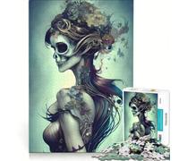 Rompecabezas de 1000 Piezas para Adultos Día de la Sirena y el Esqueleto Juegos Educativos Difíciles y Retos Juego de Reto Único 38x26cm