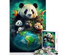Rompecabezas de 1000 Piezas para Adultos Día de la Tierra Panda Juego Educativo de 1000 Piezas Excelentes Regalos y Juguetes para Toda la Familia (38x26cm)