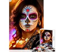 Rompecabezas de 1000 Piezas para Adultos Día de los Muertos decoración del hogar Juguetes Obras de Arte Regalo Juegos Familiares con póster a Juego y Hoja de Trivia tamaño 50x75cm