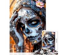 Rompecabezas de 1000 Piezas para Adultos Día de los Muertos Retrato Juguete decoración de Pared Gran Regalo para Juegos Juego Imposible interacción Entre Padres e Hijos tamaño 38x26cm