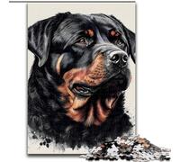 Rompecabezas de 1000 Piezas para Adultos, Dibujo de Perro Rottweiler de Madera, Navidad y Año Nuevo, Regalo Festivo, 50x75cm, Actividad de Noche de Juegos Familiar Atractiva