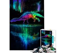Rompecabezas de 1000 Piezas para Adultos Dinosaurio Aurora Boreal Juguete Decorativo para Pared Ideal para la diversión Familiar cumpleaños y Navidad (50x75cm)