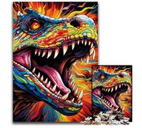 Rompecabezas de 1000 Piezas para Adultos, Dinosaurio Colorido de Madera, Juego Interactivo Familiar, Apto para Mayores de 14 años, 50x75cm/19,68x29,52 Pulgadas.
