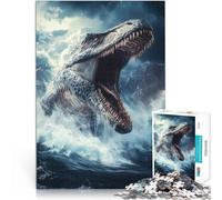 Rompecabezas de 1000 Piezas para Adultos Dinosaurio Mosasaurio Monstruo Marino Juguetes de Juego Regalo para cumpleaños 75x50cm