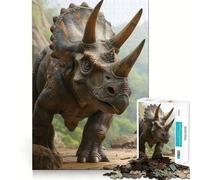 Rompecabezas de 1000 Piezas para Adultos Dinosaurio Triceratops, articulaciones Finas, Divertido Juego Mental, Regalo Ideal para Relajarse y Disfrutar en Navidad (38x26cm)