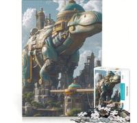 Rompecabezas de 1000 Piezas para Adultos Dinosaurios Ciudad Juego Imposible Interacción Entre Padres e Hijos Lista de Deseos con Papá Noel 50x75cm