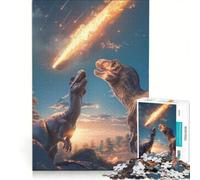 Rompecabezas de 1000 Piezas para Adultos Dinosaurios Mirando un meteorito Juego Familiar Patrón de Montaje cumpleaños y Navidad 50x75cm