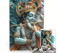 Rompecabezas de 1000 Piezas para Adultos Dios hindú Krishna Juegos Divertidos interacción Entre Padres e Hijos Cada Pieza es única 38x26cm