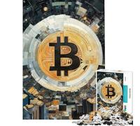 Rompecabezas de 1000 Piezas para Adultos diseño Abstracto de Bitcoin Juguete Intelectual Juego Familiar Ideal para Parejas Amantes de los Juegos (tamaño 38x52cm)