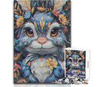 Rompecabezas de 1000 Piezas para Adultos, diseño Abstracto de Conejito Azul, Ideal para familias, Juegos y análisis lógicos, Juguetes antiestrés 50x75cm