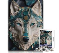 Rompecabezas de 1000 Piezas para Adultos, diseño Abstracto de Lobo kintsugi, Ideal para familias, Juegos y análisis lógicos, Juguetes antiestrés 50x75cm