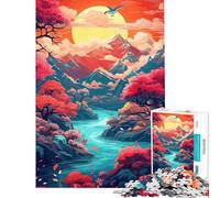 Rompecabezas de 1000 Piezas para Adultos diseño Abstracto de Paisaje fluvial difícil y desafiante Que Mejora la Memoria y es antiestrés para Mayores de 14 años (38x52cm)