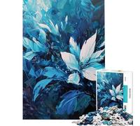 Rompecabezas de 1000 Piezas para Adultos diseño Abstracto Floral Azul y Blanco Rompecabezas de 1000 Piezas Juguete para decoración de Pared Regalo de cumpleaños Juego desafiante (50x75cm)
