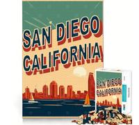 Rompecabezas de 1000 Piezas para Adultos Diseño artístico de Corte preciso del Paseo marítimo de San Diego,un desafío Inteligente y para Pasar el Tiempo,Ideal para Decorar la Pared en Navidad 50x75cm