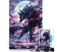 Rompecabezas de 1000 Piezas para Adultos,diseño Black Kitsune Sakura Fine Cut Art,Juego de concentración Mental,Juego para Momentos de Tranquilidad,Actividad de cumpleaños 50x75cm