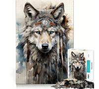 Rompecabezas de 1000 Piezas para Adultos,diseño Boho Spirit Wolf,Piezas de Corte Limpio,Actividad Cerebral Inteligente,diversión para Momentos de Calma,Regalo artístico de cumpleaños 50x75cm