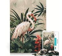 Rompecabezas de 1000 Piezas para Adultos,diseño botánico de Flamenco,Juego de articulaciones firmes,Juego de concentración,Regalo Divertido para Pasar el rato,decoración navideña (50x75cm)