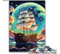 Rompecabezas de 1000 Piezas para Adultos, diseño Colorido de Barco Pirata de cartón. Un desafío para Adolescentes, Decorar el hogar o Regalar (tamaño 26x38cm).