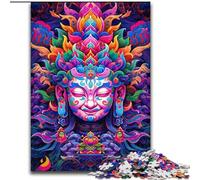 Rompecabezas de 1000 Piezas para Adultos, diseño Colorido de Buda de Madera, Ideal para divertirse en Familia en cumpleaños y Navidad, 50x75cm, una Divertida Actividad Nocturna de Juegos Familiares