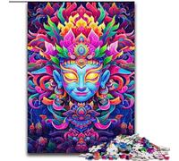 Rompecabezas de 1000 Piezas para Adultos,diseño Colorido de Buda de Madera, navideño,Obra de Arte humorística,Obra de Arte Detallada de 50x75cm para cumpleaños,Navidad,Halloween