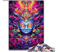 Rompecabezas de 1000 Piezas para Adultos, diseño Colorido de Buda de Madera, Regalo para Hombres y Mujeres, para Uso Diario y Ocasiones Especiales, 50x75cm, Ideal para una Noche de Juegos en Familia