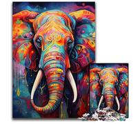 Rompecabezas de 1000 Piezas para Adultos, diseño Colorido de Elefante, de cartón, Ideal para Actividades en casa, Regalo de cumpleaños y Viajes, 26x38cm/10,23x14,96 Pulgadas.
