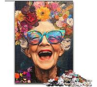 Rompecabezas de 1000 Piezas para Adultos, diseño de Abuela Feliz, 26x38cm, Ideal para el Cerebro y la decoración del hogar, Fiestas