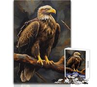 Rompecabezas de 1000 Piezas para Adultos,diseño de águila majestuosa Posada en una Rama,Acogedor y Relajante,Ideal para el Tiempo Libre en Interiores,Juguete de Corte de precisión avanzado, 38x26cm