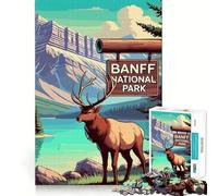Rompecabezas de 1000 Piezas para Adultos,diseño de Alce del Parque Nacional Banff,Arte de Corte Fino,Juego Mental,Regalo para Momentos de Tranquilidad,Regalo Divertido de cumpleaños (38x52cm)