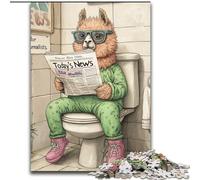 Rompecabezas de 1000 Piezas para Adultos, diseño de Alpaca Go Toilet de Madera, Regalo Divertido y Actividad para el hogar, 50x75cm, Juego para Adultos, Juego Interactivo Familiar, desafío Mental