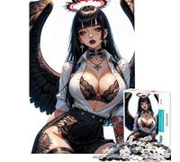 Rompecabezas de 1000 Piezas para Adultos diseño de ángel gótico Sexy difícil y desafiante Que Mejora la Memoria y es antiestrés Ideal para Mayores de 14 años (38x52cm)