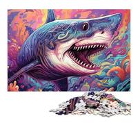 Rompecabezas de 1000 Piezas para Adultos, diseño de Animales de tiburón, Rompecabezas de Madera, Juego Interactivo Familiar, Regalo Artesanal con Ilustraciones Coloridas, 50x75cm/19,68x29,52 Pulgadas