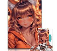 Rompecabezas de 1000 Piezas para Adultos diseño de Anime de Fox Girl Juguete Familiar con póster y Hoja de Trivia a Juego 38x26cm