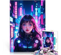 Rompecabezas de 1000 piezas para adultos, diseño de anime Neon Girl lustige Spiele für die ganze Familie Künstlersammlung, Bildende Kunst52 x 38 cm
