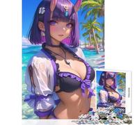Rompecabezas de 1000 Piezas para Adultos diseño de Anime Oni Girl Juguete de Playa decoración de Pared Gran Regalo para Juegos Familiares Mejora el Amor Entre Parejas tamaño 38x26cm