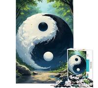 Rompecabezas de 1000 Piezas para Adultos diseño de Anime Yin Yang y Naturaleza Juguete Educativo de 1000 Piezas Un desafío difícil para ejercitar la Mente Juegos Familiares (38x52cm)