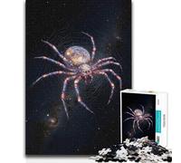 Rompecabezas de 1000 piezas para adultos, diseño de araña cósmica en telaraña contra el cielo estrellado, juego desafiante, juguetes para decoración del hogar, juguete educativo, 50x75cm (1000 piezas)