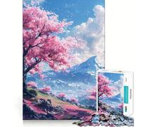 Rompecabezas de 1000 Piezas para Adultos,diseño de árbol de Cerezo en Flor,Estilo lofi,Corte preciso,Juguete de Rompecabezas cognitivo,Juego Relajante, (50x75cm)