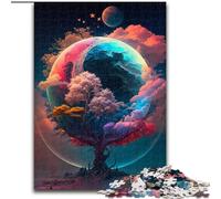 Rompecabezas de 1000 Piezas para Adultos,diseño de árbol de Colores del Planeta,de Madera,Ideal como decoración o Regalo de cumpleaños,Ideal para Manualidades Familiares y Divertidas
