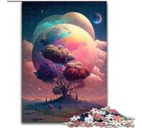 Rompecabezas de 1000 Piezas para Adultos, diseño de árbol de Colores del Planeta, Hecho de Madera, Navidad y Año Nuevo, Regalo Festivo de 50x75cm para Juego Interactivo Familiar
