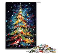Rompecabezas de 1000 Piezas para Adultos diseño de árbol de Navidad rodeado de Salpicaduras en el Cielo Ideal para Decorar la Pared de tu Escritorio 75 x 50 cm