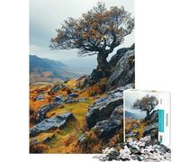 Rompecabezas de 1000 Piezas para Adultos diseño de árbol Solitario Ideal para Adolescentes Juego práctico para Mejorar la Memoria Amigos y Familiares (tamaño 38x52cm)