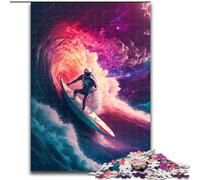 Rompecabezas de 1000 Piezas para Adultos, diseño de Astronauta surfeando Olas, tamaño 50x75cm, cumpleaños, un desafiante Juego de ingenio.