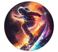 Rompecabezas de 1000 Piezas para Adultos,diseño de Astronauta surfeando Rompecabezas Redondo de 1000 Piezas para Adultos,Regalo para un desafío Mental,Actividad educativa para Adolescentes