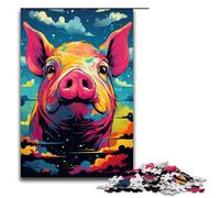 Rompecabezas de 1000 Piezas para Adultos diseño de Astronauta y Cerdo de Splatters Un montón de Juguetes educativos intelectuales y de Colores Gruesos Ideales para Regalar 75 x 50 cm