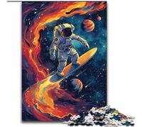 Rompecabezas de 1000 Piezas para Adultos, diseño de astronautas surfeando, de cartón Un desafiante Rompecabezas para Hacer tú Mismo, Juego Interactivo para Toda la Familia, 1000 Piezas(26x38cm)