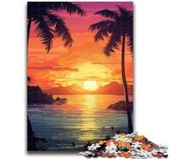 Rompecabezas de 1000 Piezas para Adultos, diseño de Atardecer Desde una Isla, Ideal para Adolescentes, Ideal para Pasar el Tiempo Libre en casa y con Papá Noel (26x38cm)